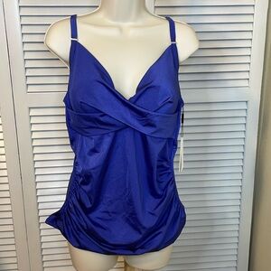 NWT Calvin Klein Tummy Control Periwinkle Blue Tankini Top - Sz XXL